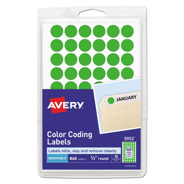 Avery® Handwrite Only Self-adhesive Removable Round Color-coding Labels, 0.5" Dia., Neon Green, 60-sheet, 14 Sheets-pack, (5052) freeshipping - TVN Wholesale